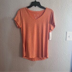 Xersion Orange Short Sleeve V-Neck Tee